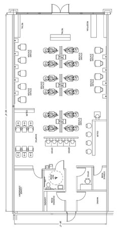 an office floor plan with several tables and chairs