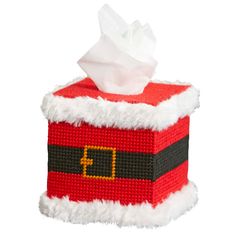 a tissue box with santa claus's face on it