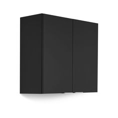 a black cabinet with two doors on the side and one door open to reveal something