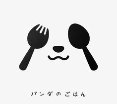 a panda face with spoons and a fork