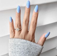 Light blue almond nails Sns Nails Almond, Light Blue Almond, Nails Almond Shape, Wedding Manicure, Light Blue Nails, Almond Shape Nails, Nails Colors, Super Nails