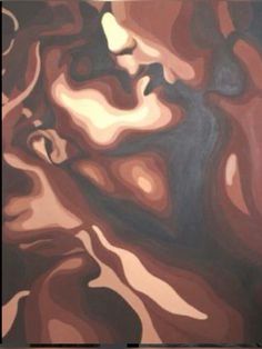 an abstract painting with brown and black colors