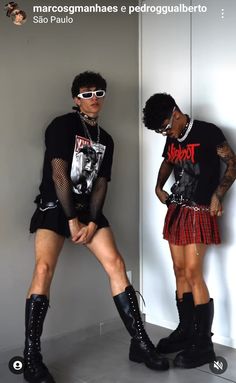 Gay Outfit Men, Black Punk Fashion, Femboy Fashion Men, Male Skirt Outfit, Gay Fashion Men, Punk Rave Outfits, Male Rave Outfits, Androgyny Aesthetic, Worst Haircuts