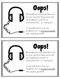 Ever have students with broken headphones? You remind them over and over to let mom and dad know. Now you can have them grab one of these notes to bring home and show their parents instead! New Headphones, Notes To Parents, Letter To Parents, Teacher Tools, Teacher Stuff, Teacher Newsletter, Educational Materials, Second Grade