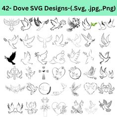 twelve doves with different designs on them