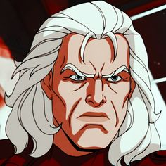 an animated image of a man with white hair