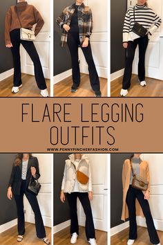 Flare Legging Outfits, How To Style Flares, Cute Outfits To Wear To School, Leggings Work Outfit, Outfits With Flares, Flare Leggings Outfit, Leggings Outfit Spring, Outfits Leggins, Leggings Outfit Fall