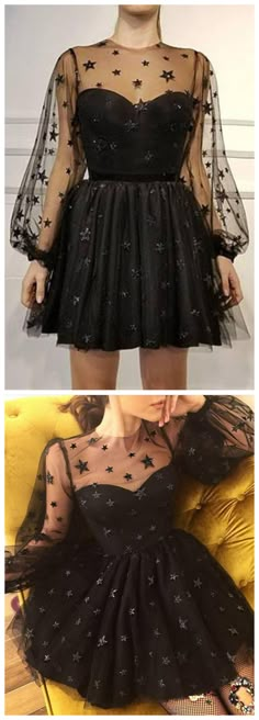 A Line Long Sleeves Tulle Sweetheart Spaghetti Straps With Flowers Homecoming Dresses on Luulla Burgundy Homecoming Dress, Long Sleeve Homecoming Dresses, Mini Homecoming Dresses, Black Homecoming Dress, Looks Party, Short Homecoming Dress, Short Prom Dress, Prom Pictures, Beauty Dress