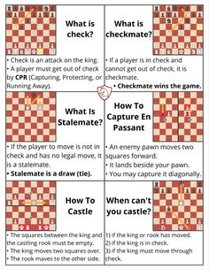 the chess game is shown with instructions for how to play and how to use it