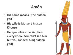 an egyptian man holding a stick with the words'amon'in front of him