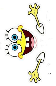 the spongebob sticker has two eyes and one eye is open, while another looks