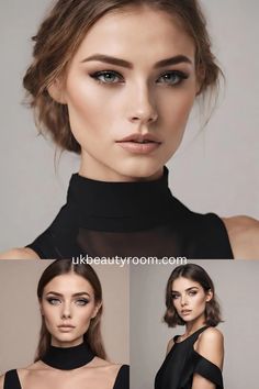 Black Dress Blue Eyes Makeup, Black Tie Makeup Looks Blue Eyes, Makeup Looks For Black Dress Classy, Prom Makeup Blue Eyes, Black Tie Makeup, Dark Lipstick Shades, Green Dress Makeup, Turquoise Eyeshadow, Skin Tutorial