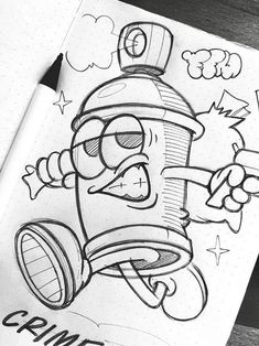 a drawing of a cartoon character on paper