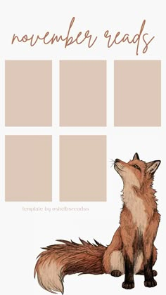 a drawing of a fox sitting in front of a white background with the words november reads