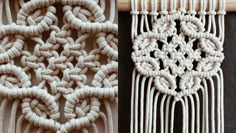 two different types of macrame on display