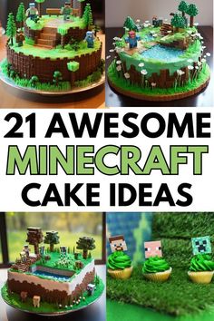 some cakes that are made to look like minecraft