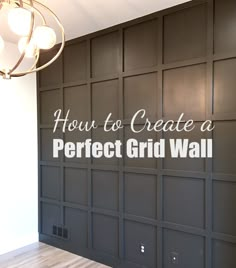 Tutorial for Creating a Perfect Grid Wall – Welsh Design Studio Diy Square Wall Paneling, Diy Panel Accent Wall, Board And Batten Wall Styles, Squared Panel Wall, Square Feature Wall, Board And Batten Wall Grid, Black Board And Batten Accent Wall, Black Wall Board And Batten, Accent Wall With Squares