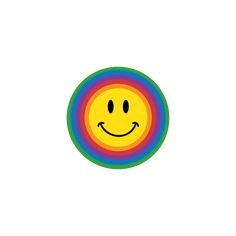 a smiley face on a rainbow colored circle