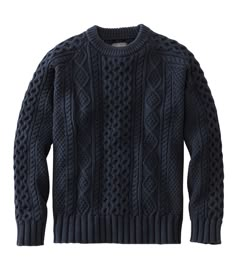 Men's Signature Cotton Fisherman Sweater | Sweaters at L.L.Bean Lighthouse Keeper, Tactical Jacket, Men's Knitwear, Cabin Christmas, Fisherman Sweater, Christmas 2022, Men's Wardrobe, Mens Casual Outfits, Slim Fit Men