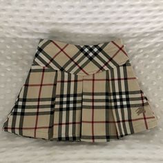 Nwot. Xs Fits 2t, Has An Adjustable Waistband Elastic With 2 Buttons For Longer Duration Of Fit. Burberry Plaid Skirt, Mini Skirt With Bow, Cute Winter Skirt, Discipline Life, Burberry Mini Skirt, Winter White Skirt, Burberry Clothes, Weird Clothes, Plaid Tennis Skirt