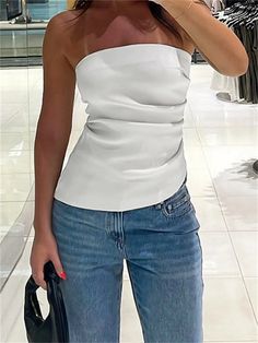 45829955911930|45829955944698|45829955977466 Vest For Women, Women Crafts, Womens Summer Shorts, Spring Summer Decor, Tube Tops, Y2k Top, Sleeveless Pullover, Fashion 2024, Sleeveless Crop Top