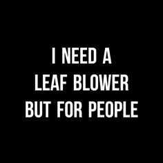 the words i need a leaf blower but for people are white on black background