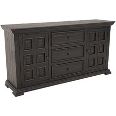 a large black cabinet with drawers and doors