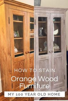 Have you ever wished for a way to get rid of orange stain found on older furniture? I finally figured out how to stain orange wood furniture and the result is amazing! Orange Wood Furniture, Stain Wood Furniture, Whitewash Stained Wood, Pine Painting, Whitewashed Furniture, How To Stain Wood, 100 Year Old Home, Orange Furniture, Stain Wood