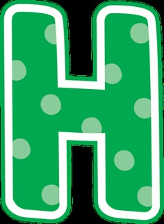 the letter h is made up of green and white polka doted letters, which are outlined