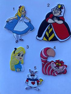 several disney princess iron - on patches are shown