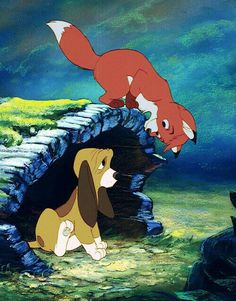 the fox and the hound from disney's animated movie