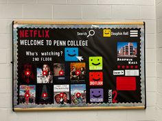 a black and white sign that says netflix welcome to penn college who's watching? 2nd floor