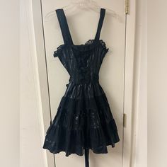 Lip Service Goth Y2k Lace Dress Black List Zip Back Tie Bow Faux Buttons Size Small Ptp 14 Waist 13”=26 Length 33.5” Y2k Lace Dress, Black Little Dress, Creepypasta Oc, Goth Y2k, Goth Dress, Lip Service, Tie Bow, Lace Dress Black, Strap Dress