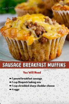 Sausage Breakfast Muffins, Muffin Cups Recipes, Cooktop Cove, Yum Breakfast, Best Breakfast Casserole, Breakfast Quiche Recipes, Breakfast For A Crowd, Breakfast Ingredients, Bisquick Recipes