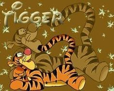 a cartoon tiger laying on its back with another tiger in the background and stars all around it