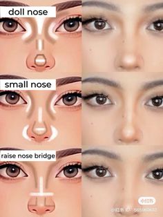 -doll nose contour tutorial -kbeauty makeup look tutorial -douyin makeup inspiration Mekap Mata, Nose Makeup, Simple Makeup Tips, Doll Eye Makeup, Health Guru, Beauty Makeup Tutorial, Makeup Artist Tips, Makeup Help, Swag Makeup