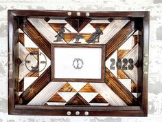 a wooden frame with numbers and bears on it