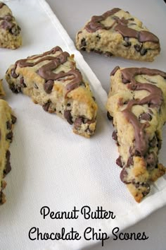 chocolate chip scones with peanut butter on top