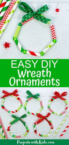 easy diy wreath ornament craft for kids to make with paper straws