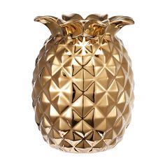 a gold pineapple shaped vase on a white background