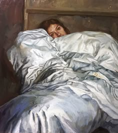 a painting of a woman wrapped in a blanket