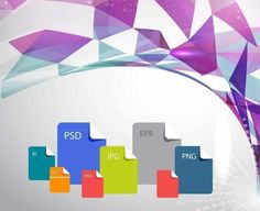 an abstract background with colorful file folders in the foreground and text that reads psd