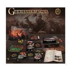 an image of the german mac game box set with all its contents and instruction manuals