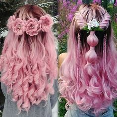 Fairy Braids Hairstyles, Fairy Braids, Rose Braid, Rose Hair, Flower Fairies, Rainbow Hair, Braids Hairstyles, Cool Hair Color, Grunge Hair