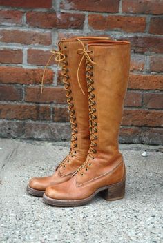 Frye Lace Up Boots, 70s Lace Up Boots, Vintage Frye Boots, Brown Lace Up Boots, 1970s Shoes, Frye Campus Boots, Campus Boots, Granny Boots, Boots Knee High