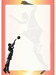 a basketball card with a silhouette of a person jumping up to dunk the ball