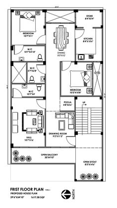 the first floor plan for a two bedroom apartment