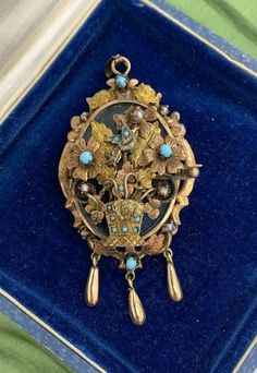 Victorian Turquoise Bird Flower Locket Pendant Necklace Pearl 14 Karat Gold | eBay Mexican Earrings, Mexican Jewelry, Locket Pendant Necklace, Victorian Gold, Gold Work, Necklace Pearl, Colored Gems, Gold Choker, Victorian Jewelry