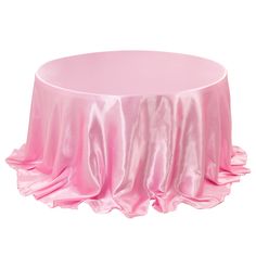 pink satin tablecloth with ruffled edges on a white background for a wedding or party