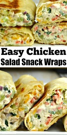 easy chicken salad snack wraps with text overlay